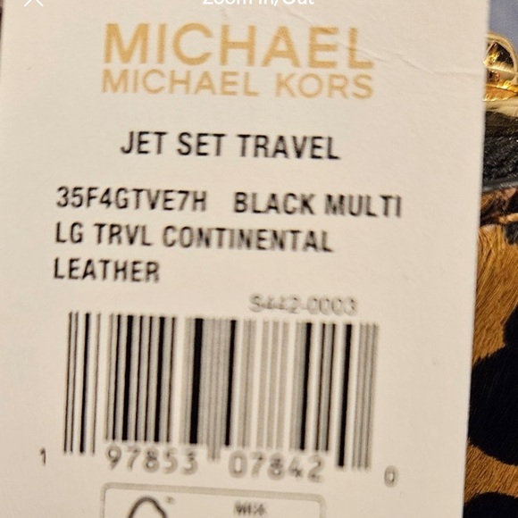 Michael Kors jet set Large Continental wallet wristlet Calf Hair Blackk Multi - Picture 9 of 9